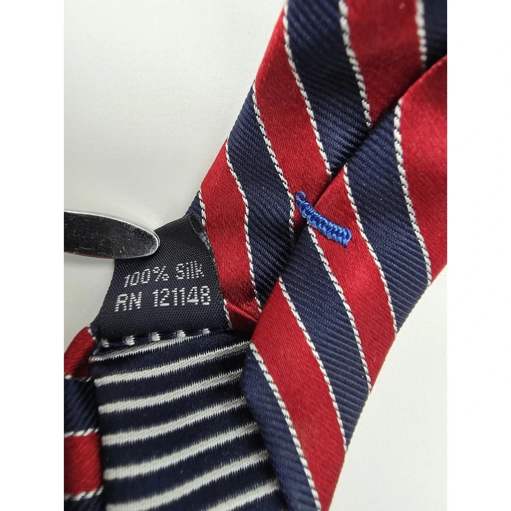 Nautica Tie Mens Red White Blue Silk Striped Necktie 59